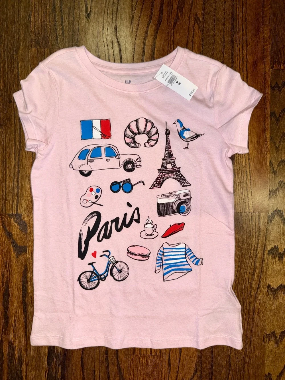 Gap Kids Girls Paris Eiffel Tower Graphic T-Shirt size 8 medium NWT pink